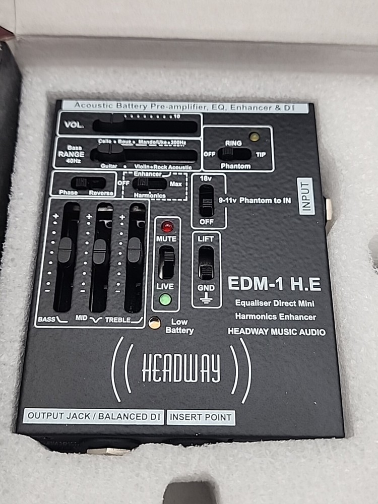 EDM–1 H.E Harmonic Enhancer Multi-function Mini Pre-Amplifer With 3 Band EQ New