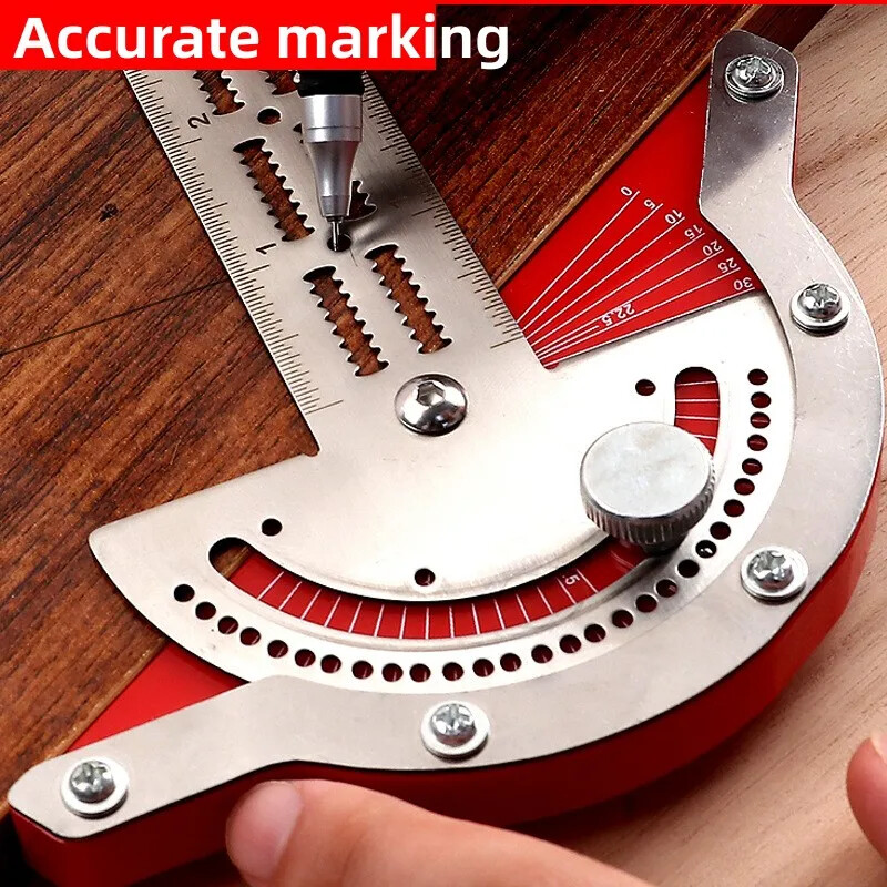Woodworkers Edge Ruler Stainless Steel Protractor Angle Carpenter Measuring Tool