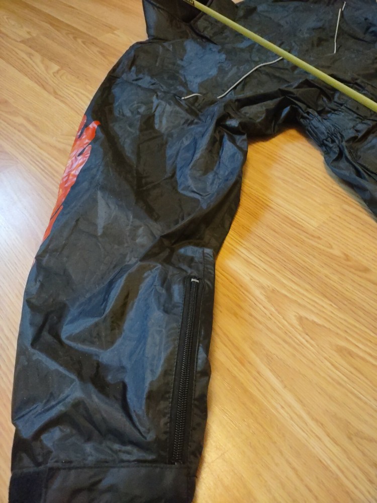 Vintage Thunder Under Men's Black Jacket Flames Rain Motorcycle Size Medium