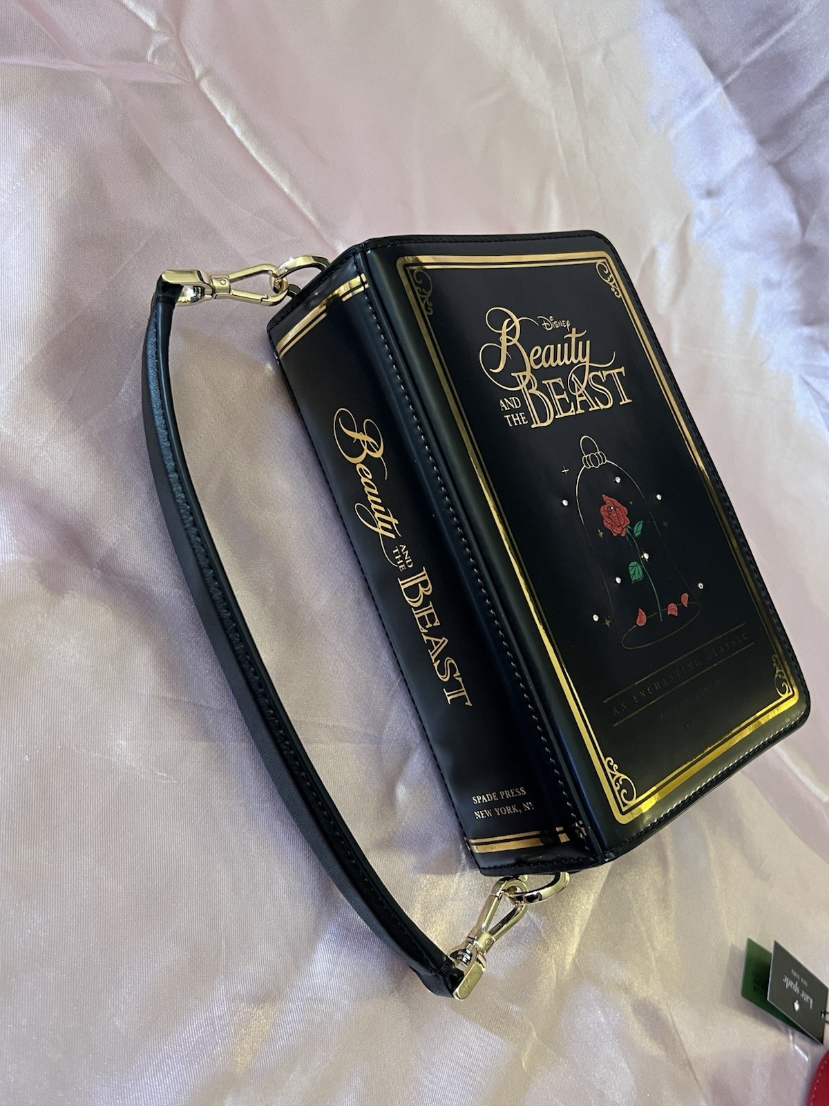 Kate Spade Disney Beauty and the Beast Black Book Clutch Handbag Medium