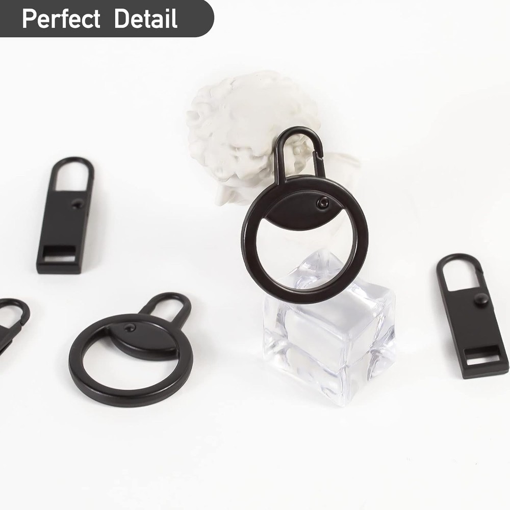 Durable Black Zipper Pull Tab Replacement Kit - Quick, Tool-Free Fix for Bags