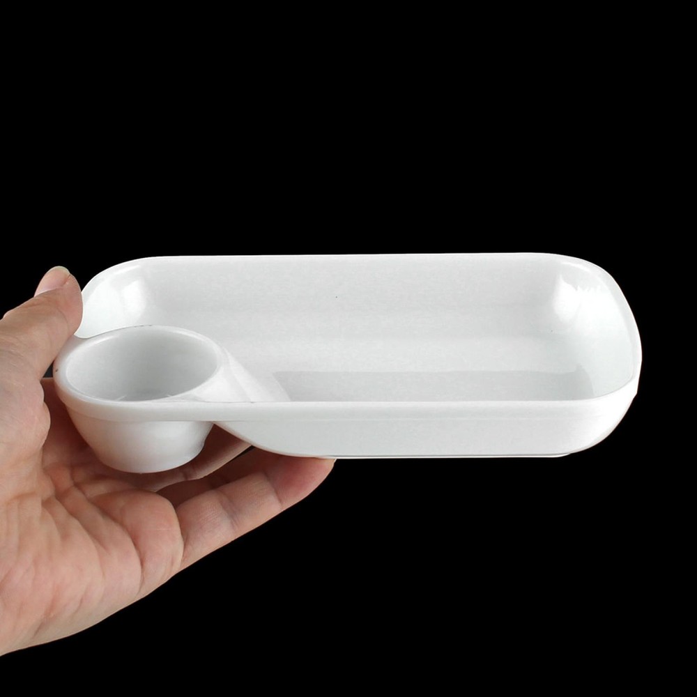 Rectangle 2 Slots Soy Dipping Sushi Mini Dish Plate 4 Inch Width