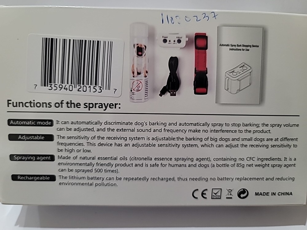 Bark Control For Dogs Spray Device