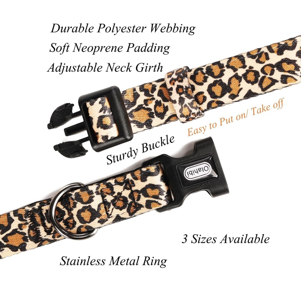 Neoprene Padded Dog Collar, Soft and Comfortable, Leopard Pattern, for Large ...