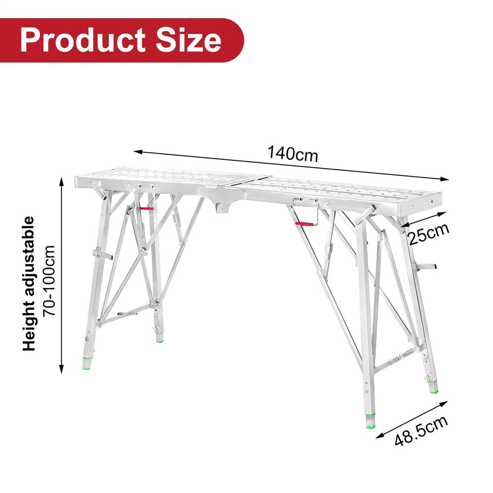 Work Platform Adjustable Height Portable Scaffolding Platform 330 Lb Load US