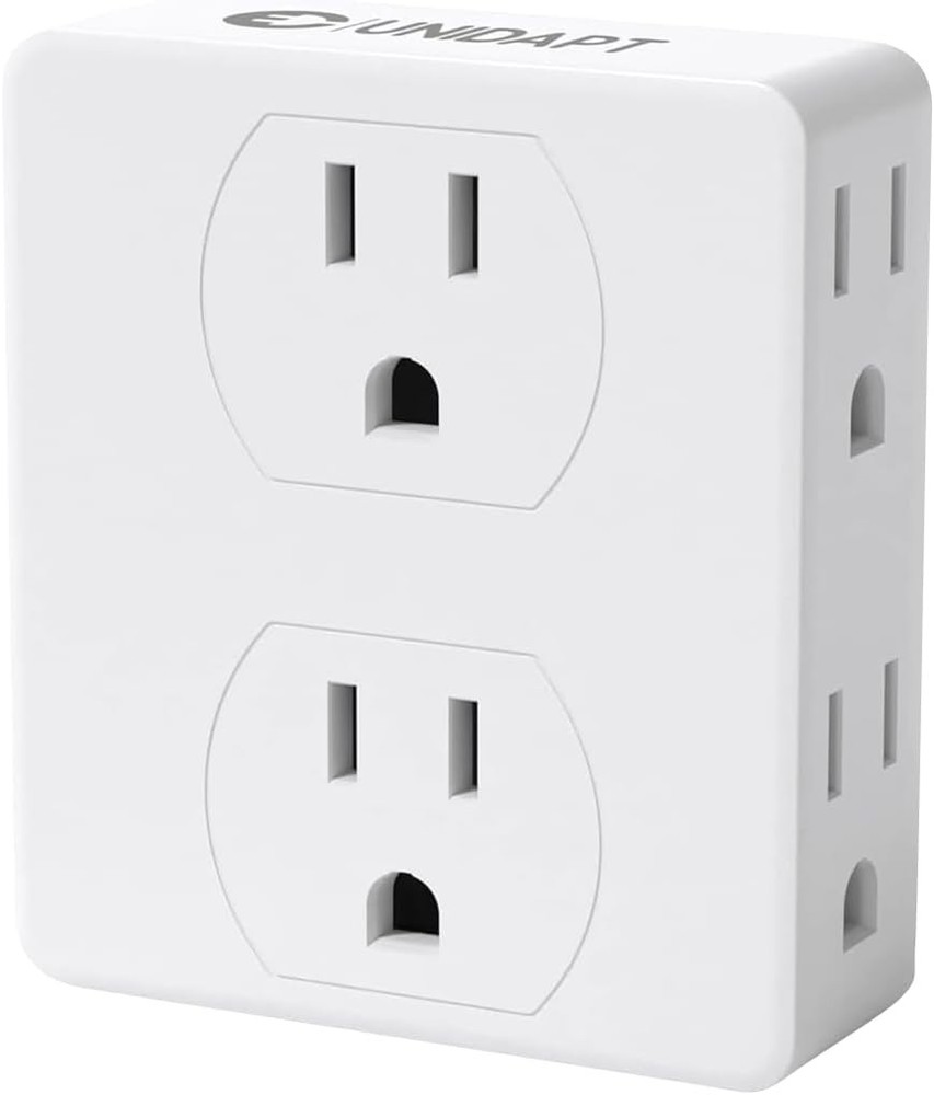 Multi Plug Outlet Splitter, Unidapt Multiple Outlet Extender Adapter with 6 Elec