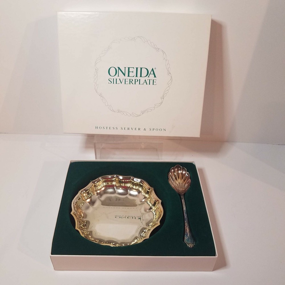 Oneida, Silverplate, Hostess Server Spoon Set Formal Dining Decor w Original Box