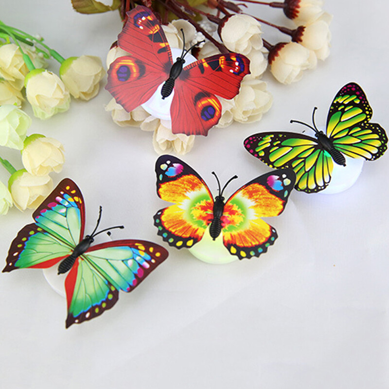 4x Butterfly LED Night Light Creative Glowing Stickable Romantic Wall Lights