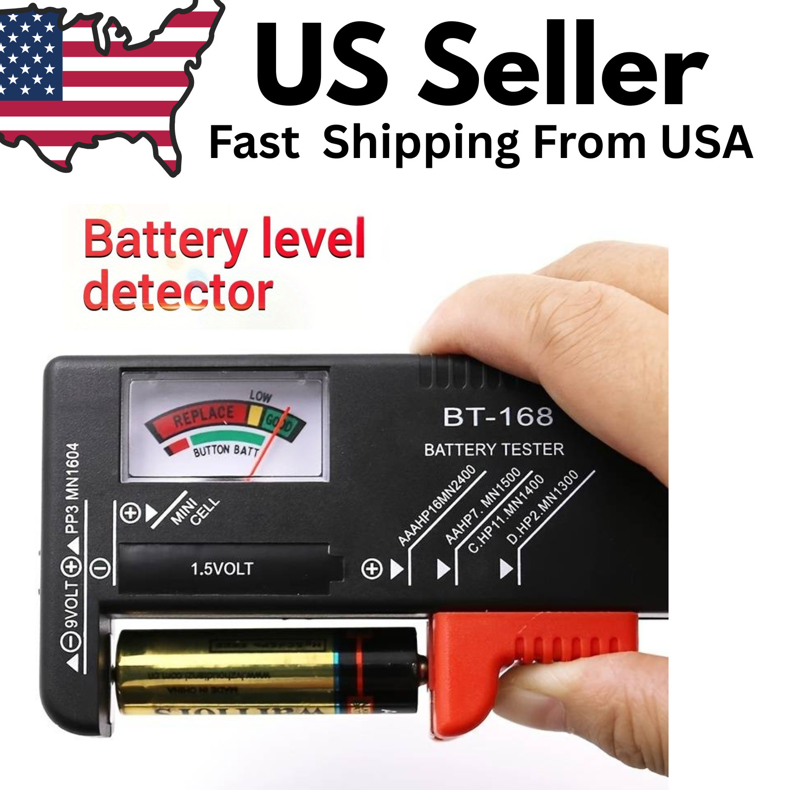 Battery Tester Checker Universal For AA AAA C D 9V 1.5V Button Cell Batteries