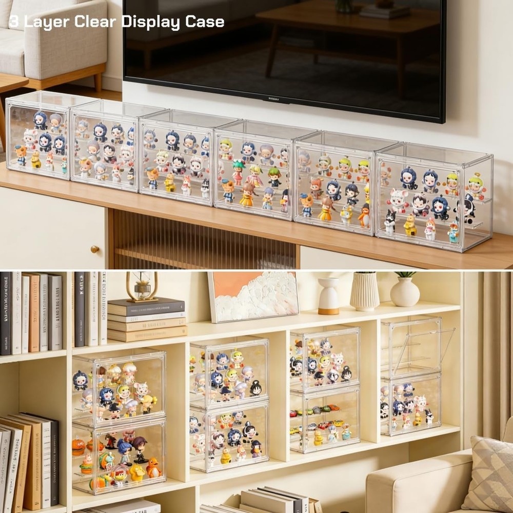 Acrylic Display Case,3 Layer Clear Display Case Adjustable Display Box Stand ...