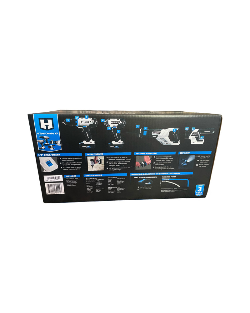 hart 20-volt cordless 4-tool combo kit