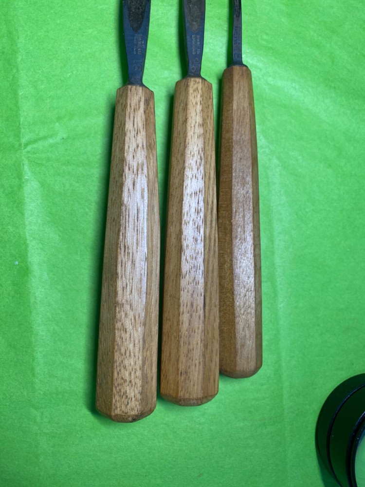 Set of 3 Henry Taylor #18 Bent Gouges - Splits are 1/2, 3/8 and 1/8 inches