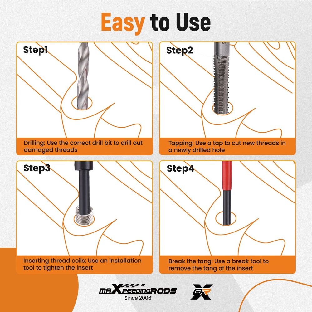 Helicoil Thread Repair Kit Inserts Breaking Pin Tools Screw Taps Drill Bits