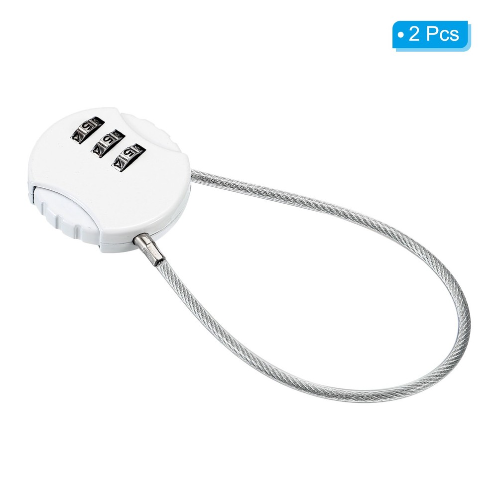 Small Combination Lock 7.8 Inch, 2 Pack 3 Digit Padlock for Gym Locker, White