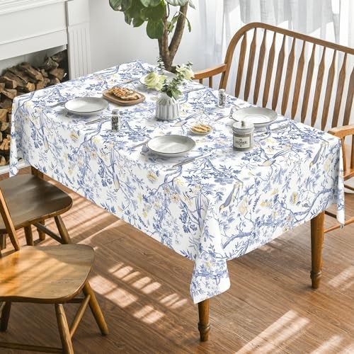 Chinoiserie Tablecloth 60x120 Inch Rectangular, 60" x 120" (Rectangular) Blue