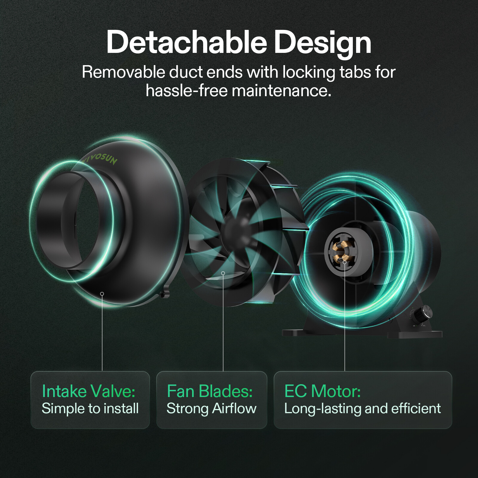 VIVOSUN M4 4" 195CFM Inline Duct Ventilation Fan 2800RPM Adjustable Speed