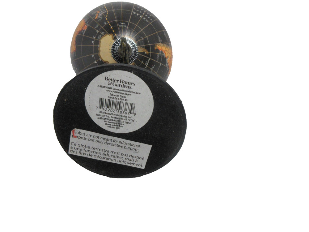 Tabletop World Globe Rotating Globe 9" Black Orange Brown Fall Autumn Decor