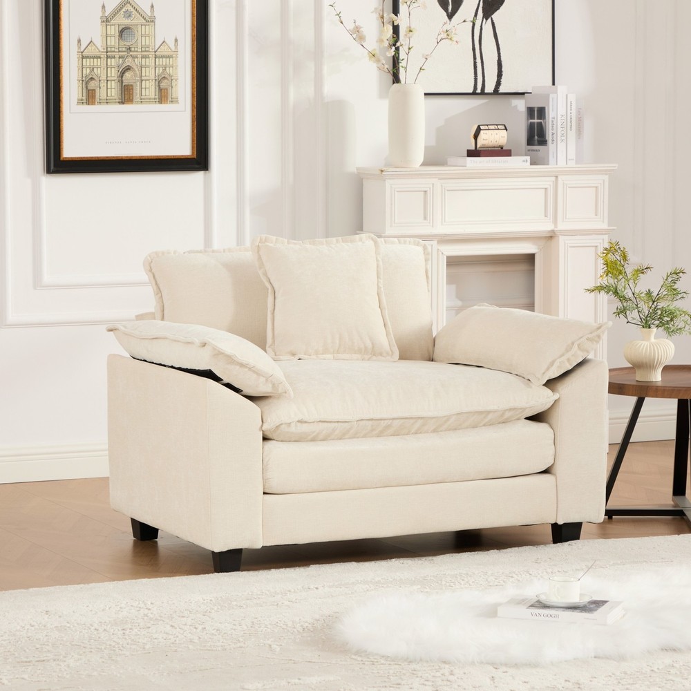 Modern Cloud Sofa Single Sofa Comfy Double Layer Upholstered Seat Cushion Couch