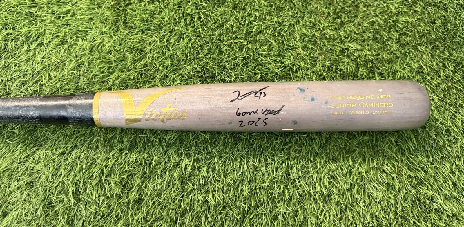 Junior Caminero 2025 Tampa Bay Rays Game-Used & Signed Bat GUG LOA
