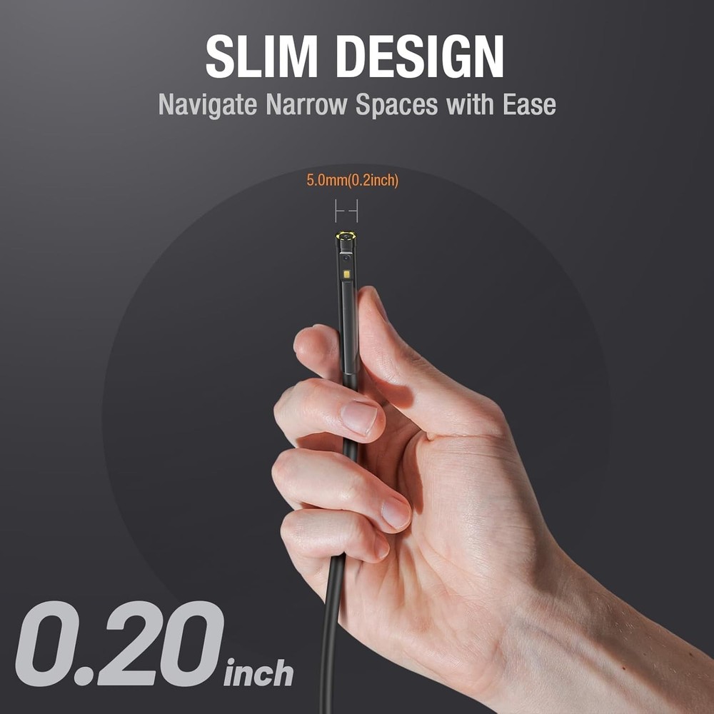 5mm Dual Lens Borescope Inspection Camera 5" IPS Screen Video Scope Camera 5FT