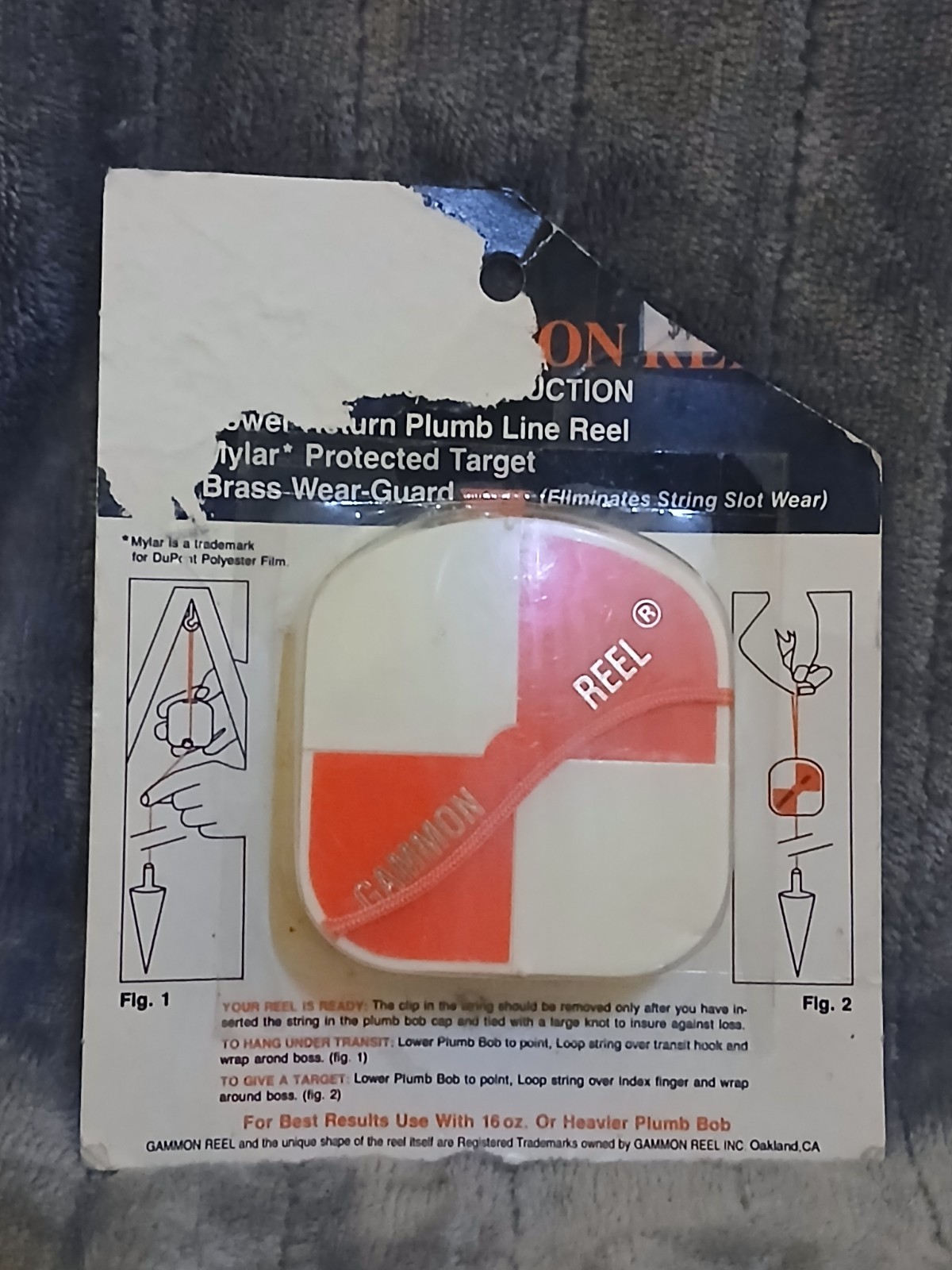 12 Foot HiViz Gammon Reel for construction plumb bob line reel