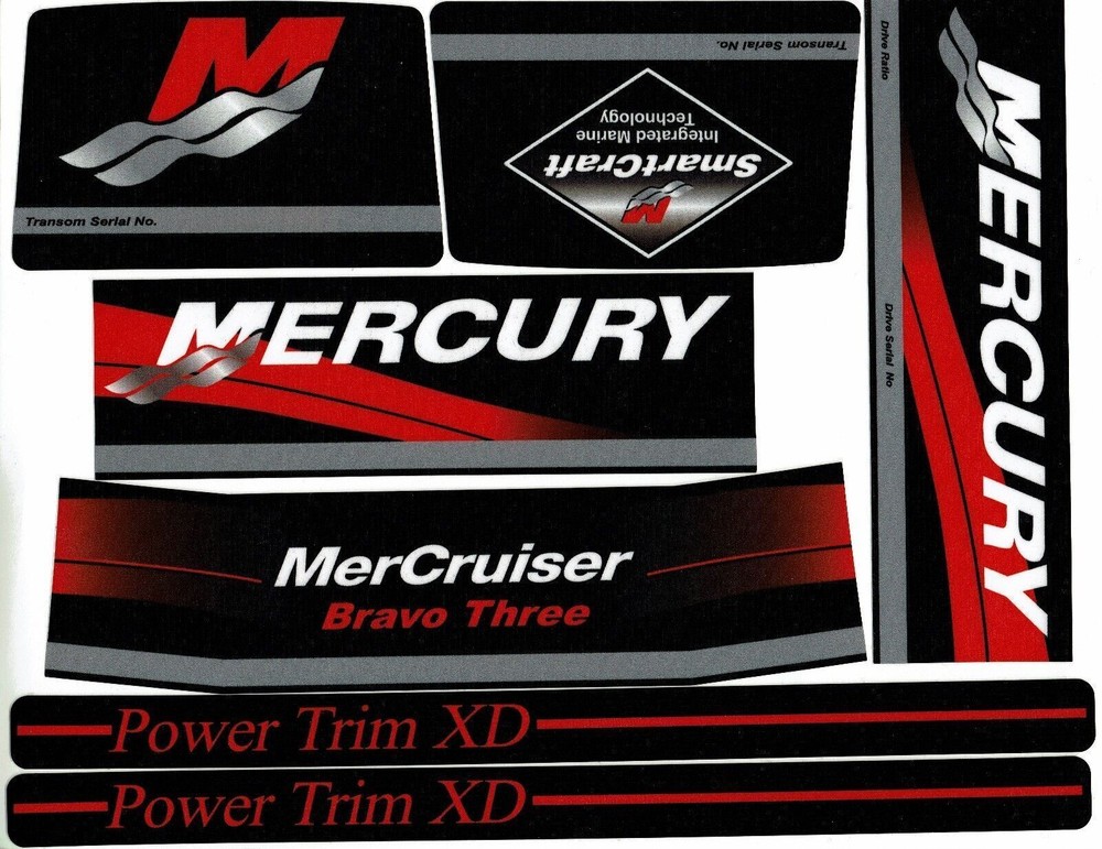 MERCRUISER BRAVO THREE WITH / RED RAMS STICKER SET