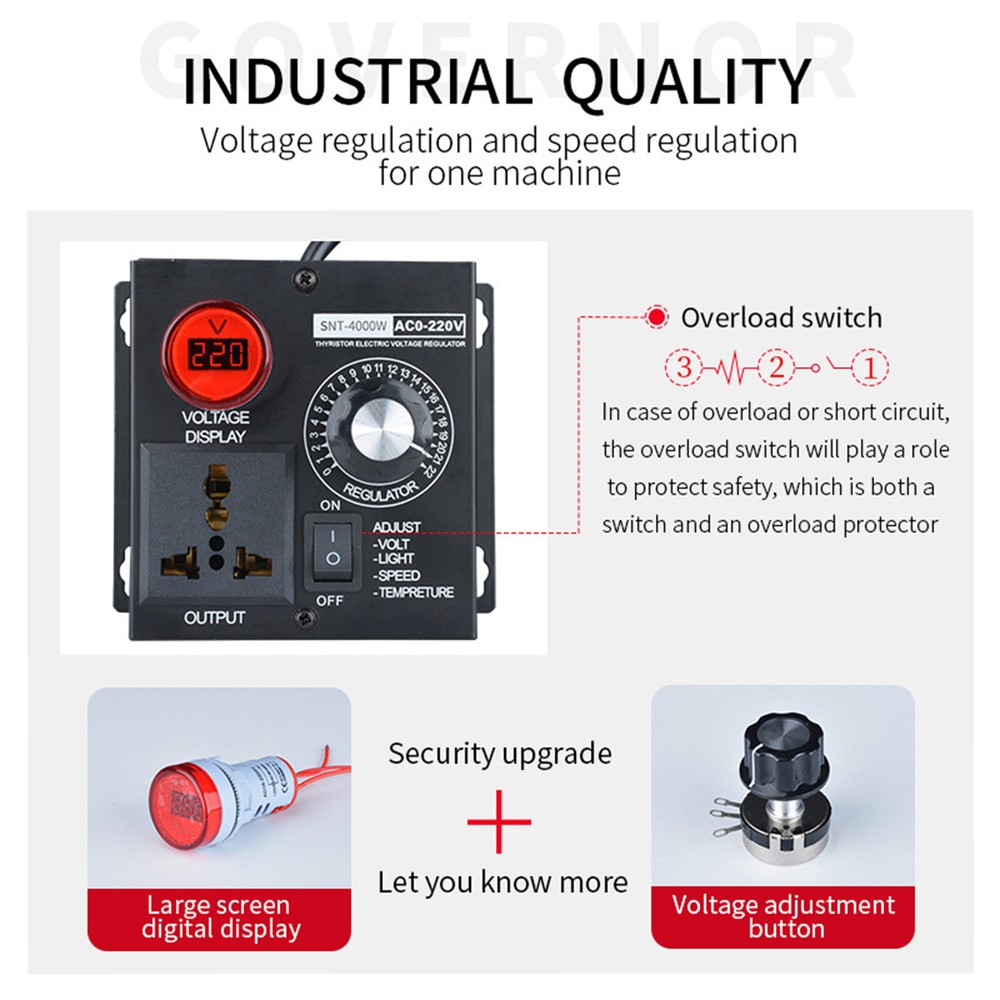110V~220V 15A Variable Speed Motor Controller 4000W AC Motor Speed Controller