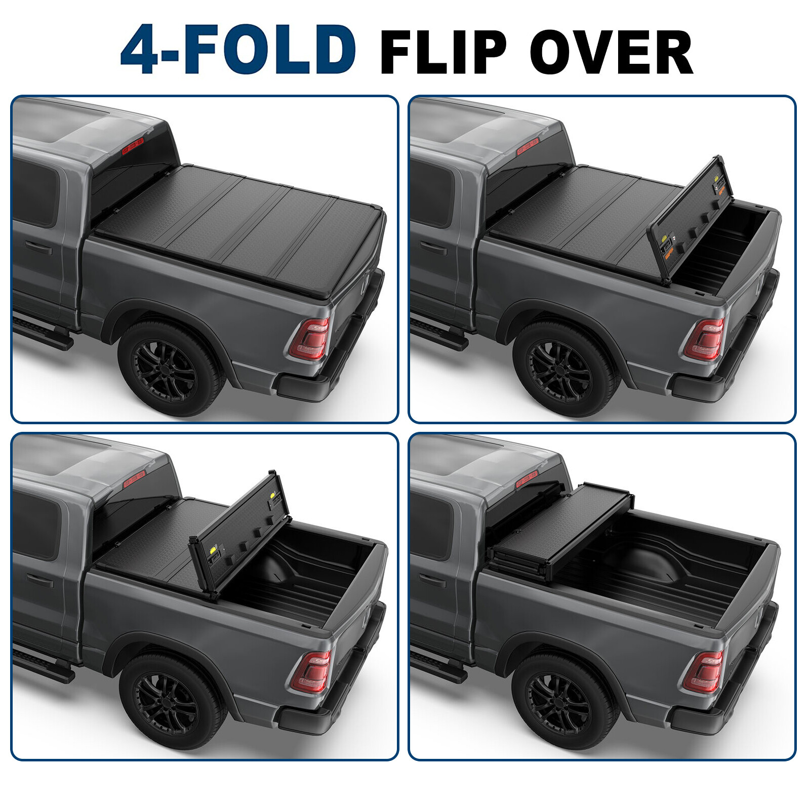 Hard 4-Fold Tonneau Cover For 2019-2026 Silverado Sierra 1500 5.8FT Truck Bed