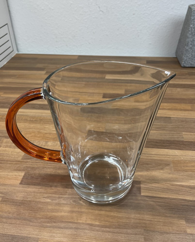 Modern Form Clear Glass Pitcher with Amber Handle