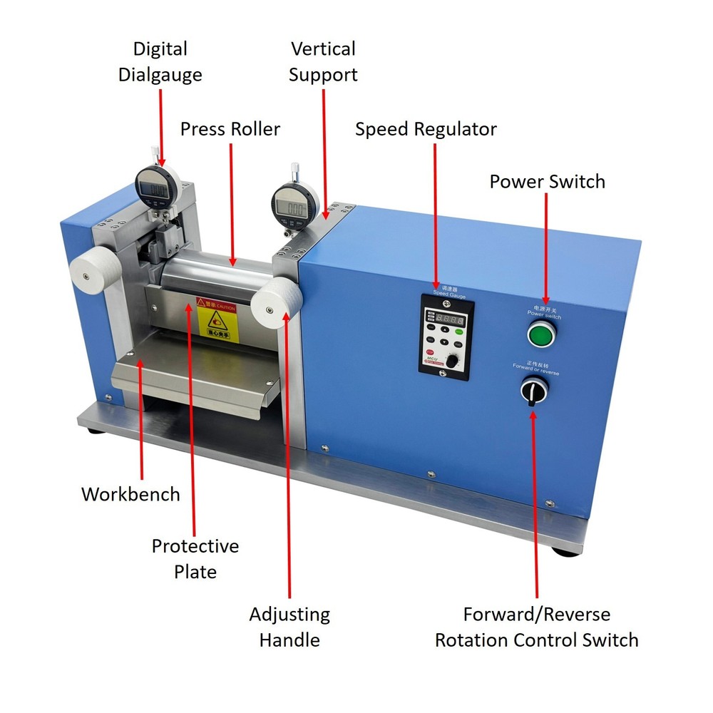 110V Vertical Lab Roller Press Machine for Battery Electrode Sheet Calendering