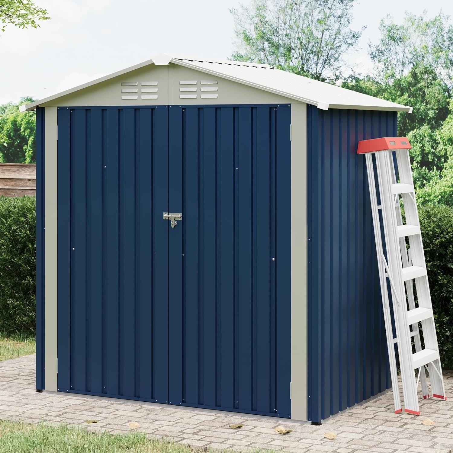 6x4 FT Outdoor Storage Shed Garden Tool Storage Shed with Roof Lockable Doors