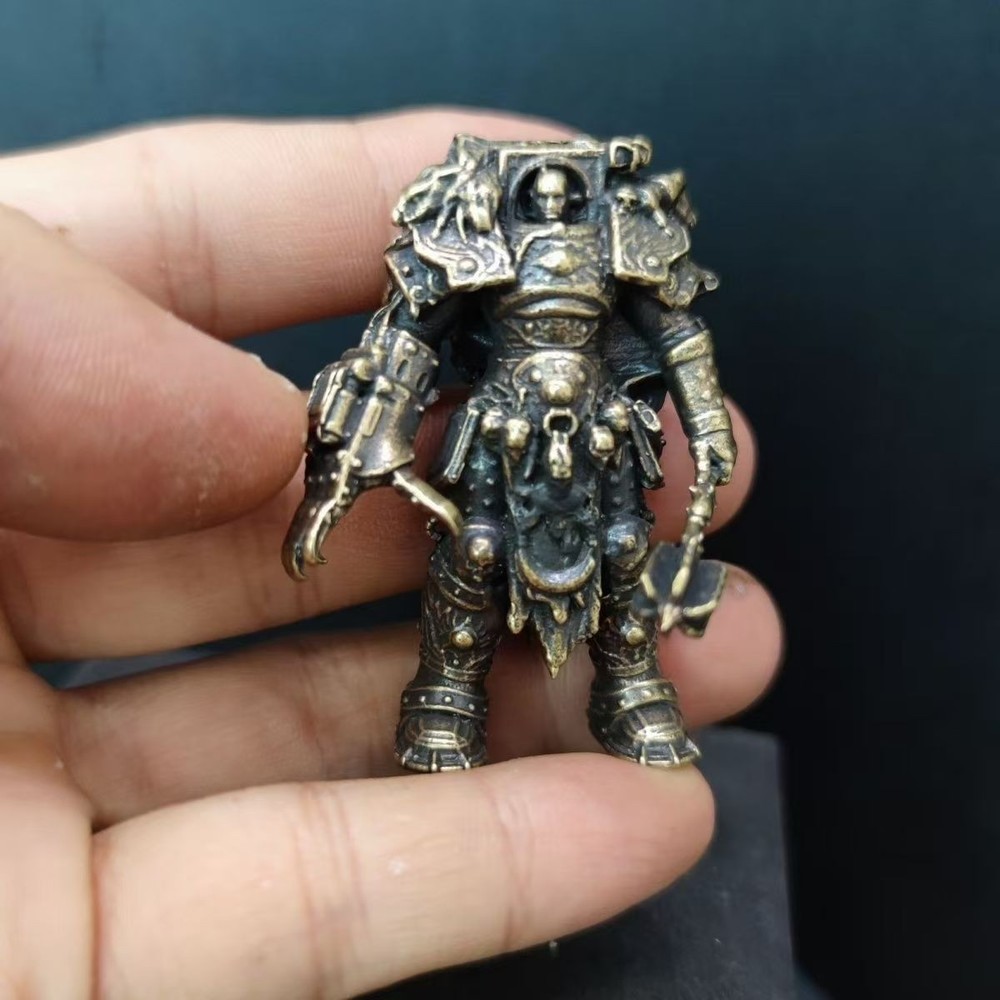 Black Solid Brass Soldier Man Knight Terminator Model Toy Statue