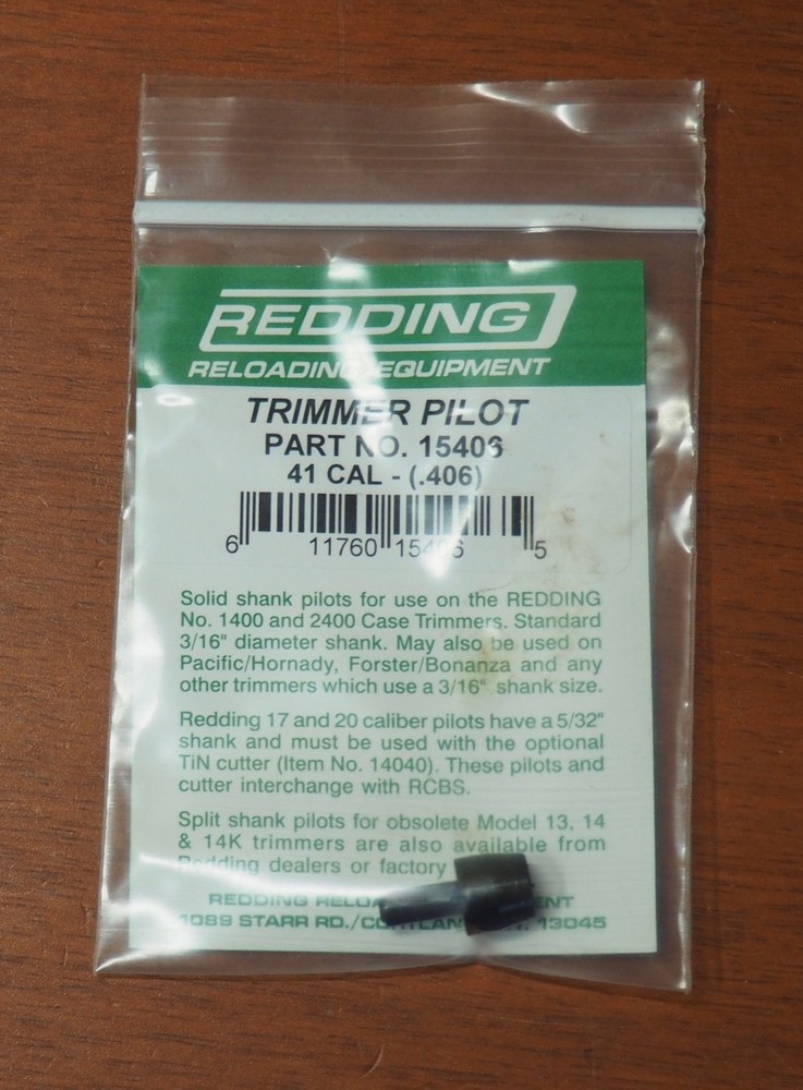 Redding Trimmer Pilot-41 Caliber-(15406) .406 Diameter
