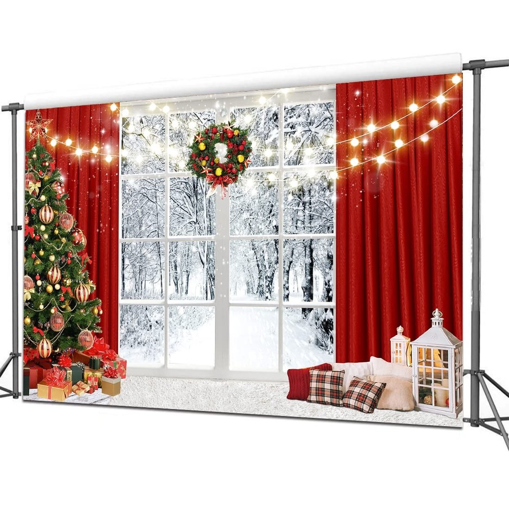 CYLYH 7x5ft Christmas Backdrop Window 7x5ft, Multicolor