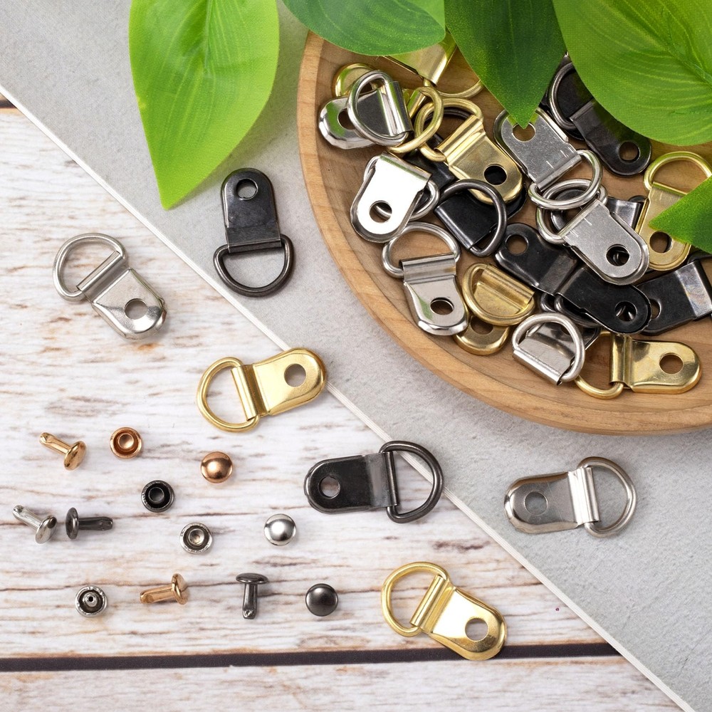 30 Sets Shoes Boots Lace Hooks Loop Ring with Rivets Shoe Boot Buckle D Ring