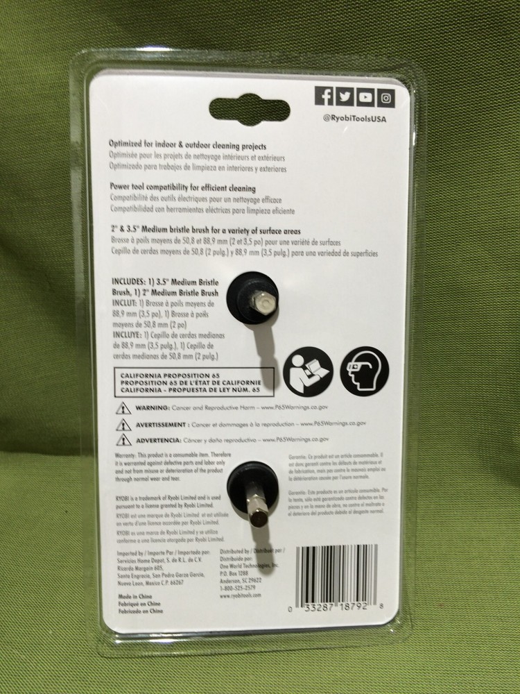 RYOBI Medium Bristle Brush Cleaning Accessory Kit (2-Piece)