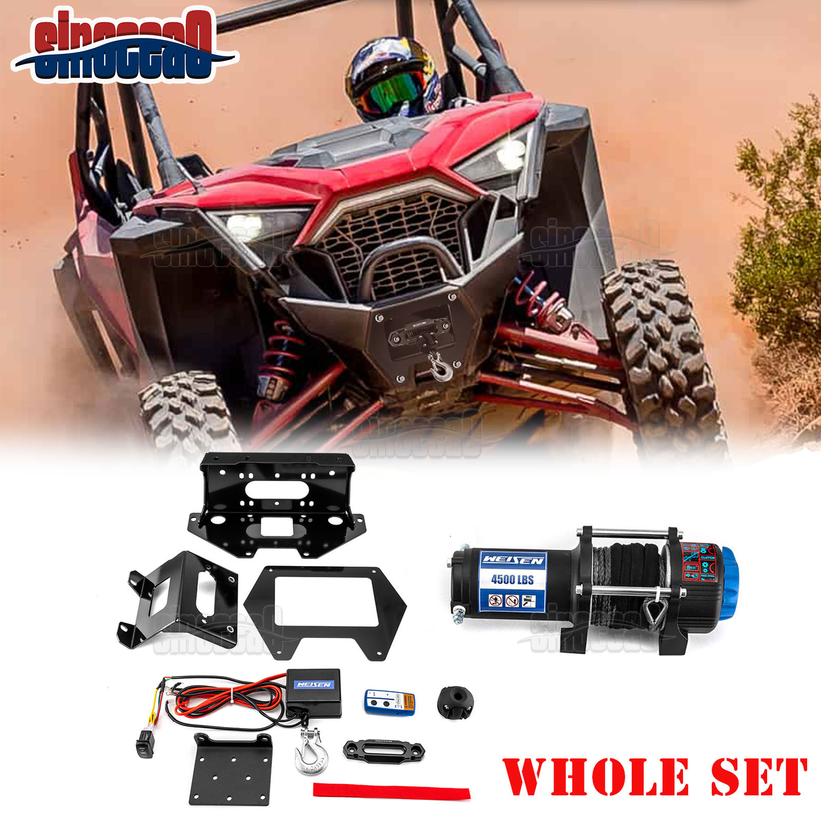 For 2020-2024 Polaris RZR PRO XP/XP 4 UTV 4500lb Electric Winch Mount Combo Kit