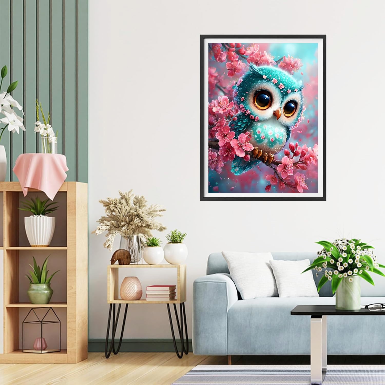 Baby Owl Diamond Painting Kits for Adults Beginners, 5D Flowers Diamond Art Kits