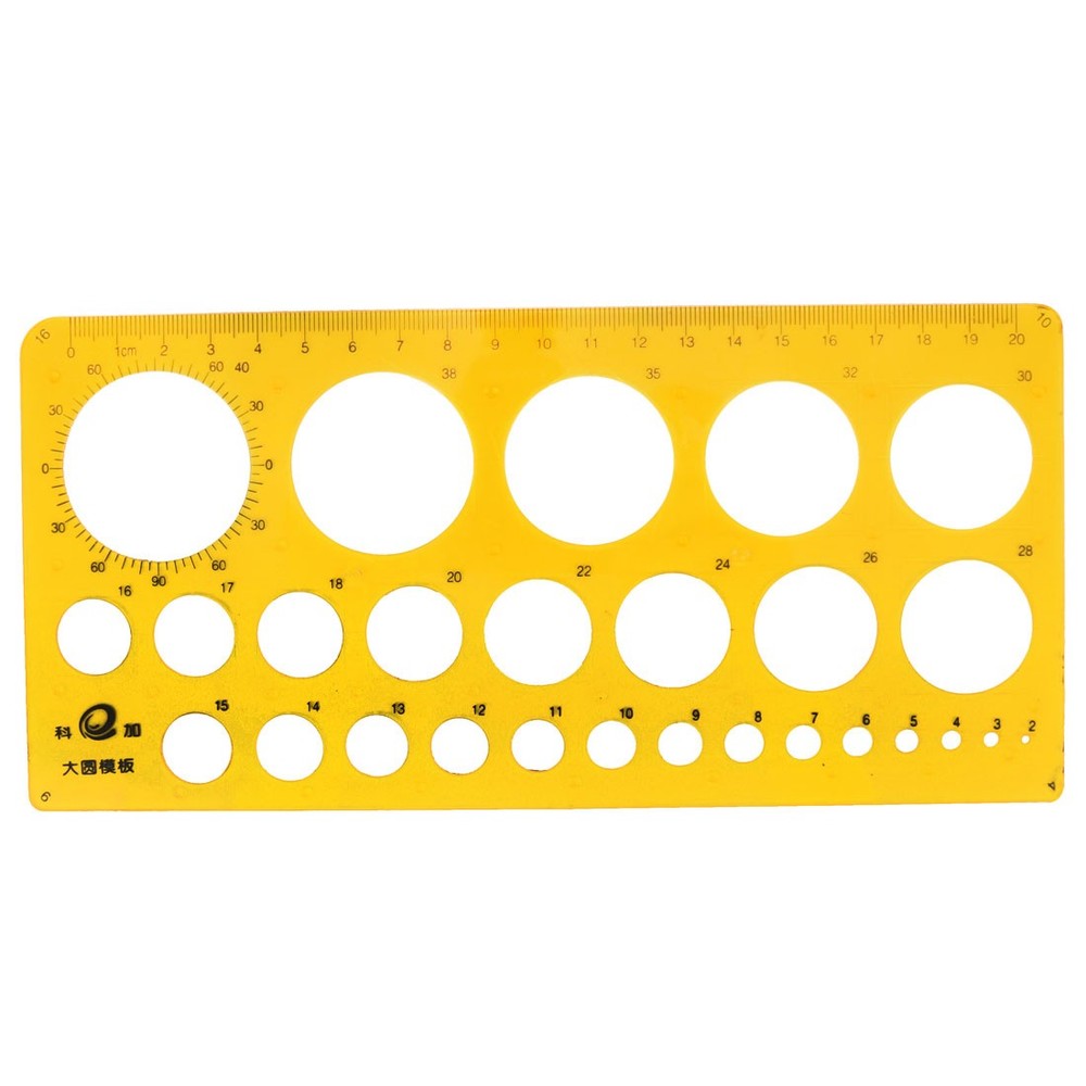 2mm-40mm Diameter Range Circles Drawing Stencil Template Ruler Clear Yellow