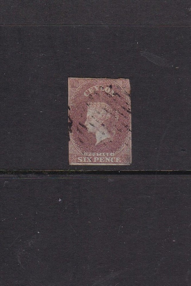 Ceylon 1857 6d Imperf Used