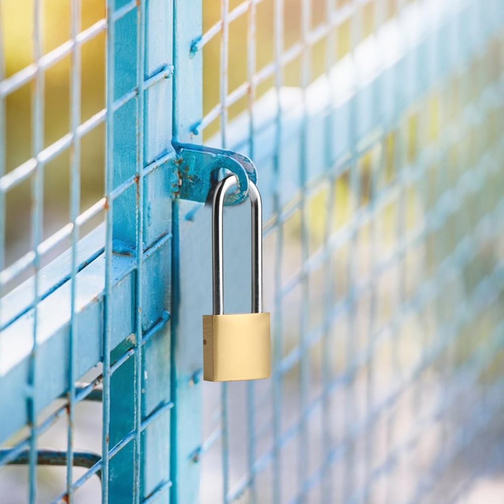 4 PCS Long Keyed Padlock Waterproof Solid Brass Lock, Padlock with Keys, 3.4 ...