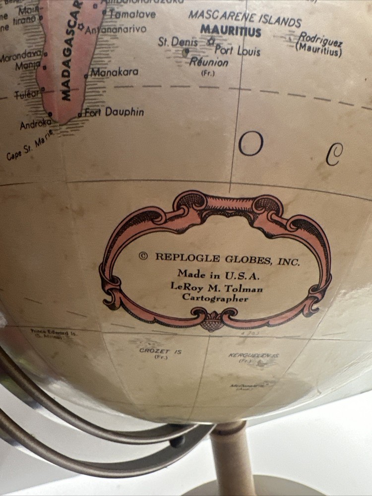 Vintage 16” Replogle Globe. 28” Tall. Read