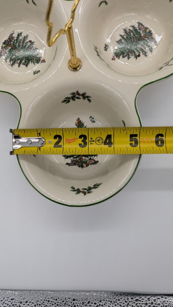 Spode Christmas Tree 3 Section Server with Tree Handle 11 Inch