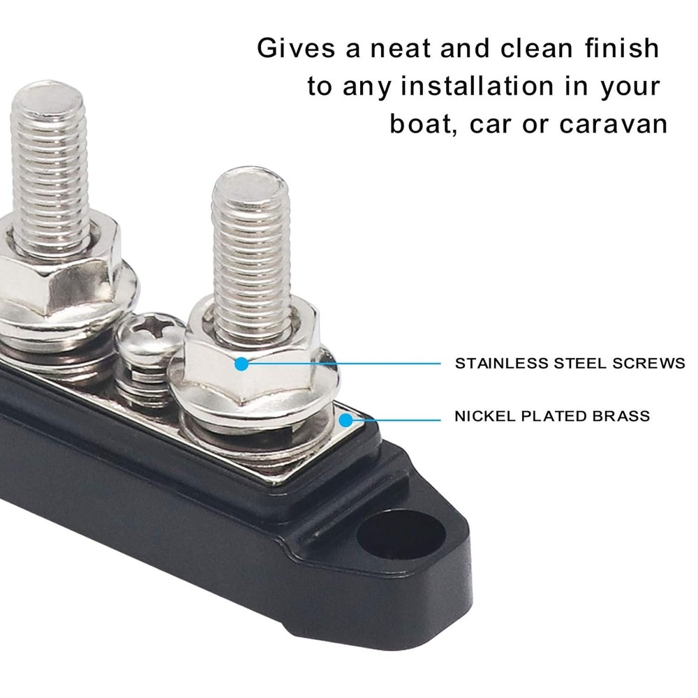 Compact Dual Stud Screw Terminal Block - Red & Black Power Distribution Solution