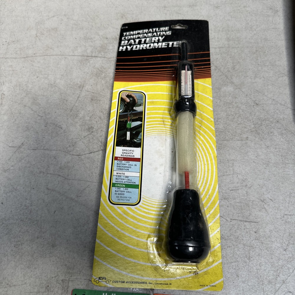 Custom Accessories 41119 6V Analog Compensating Battery Hydrometer New in Pkg.