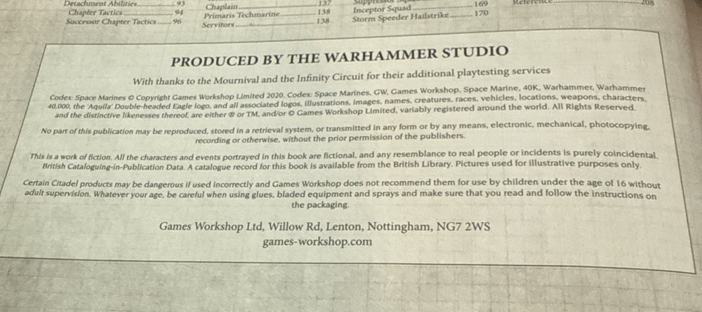 Warhammer 40,000 Codex Space Marines Hardcover