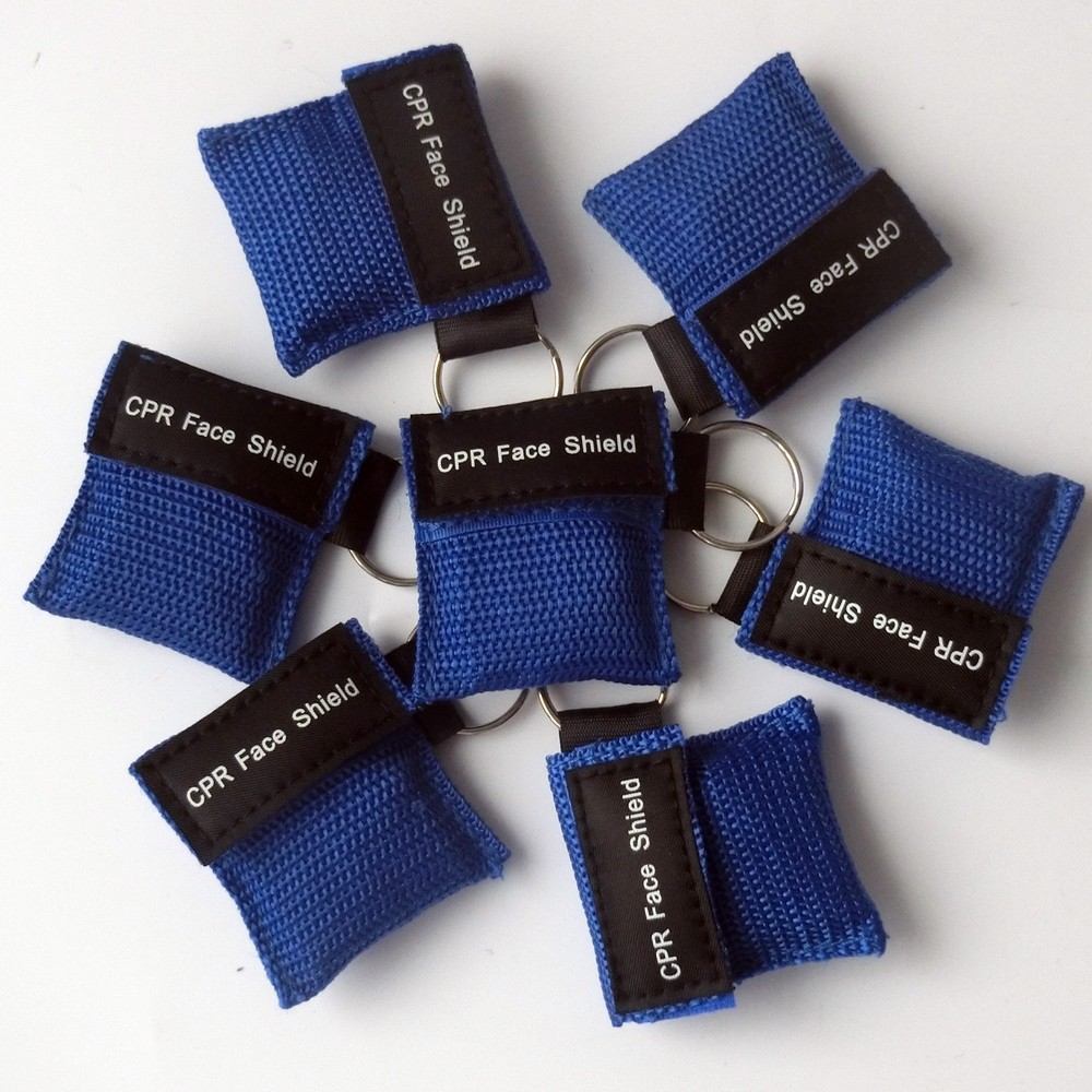 100pcs Mix 5 Colors CPR Keychain Pouch AED First Aid Training CPR Face shield