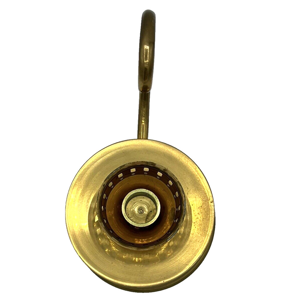 Chamber Candlestick Holder with Scroll Swirl Handle Large Solid Brass India GUC