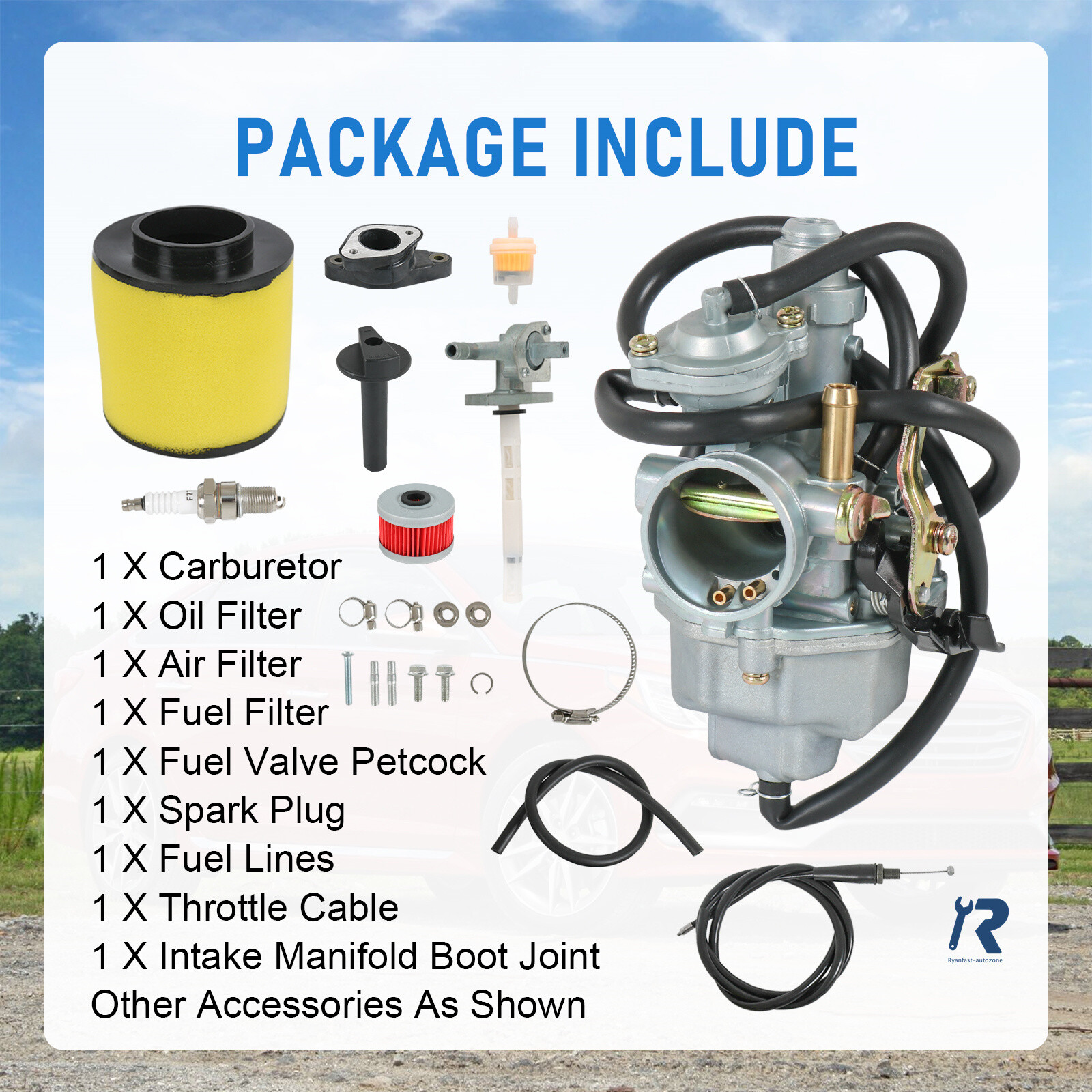 Carburetor Kit for Honda Recon 250 TRX250 TRX250TE TRX250TM 97-07 16100-HM8-B01