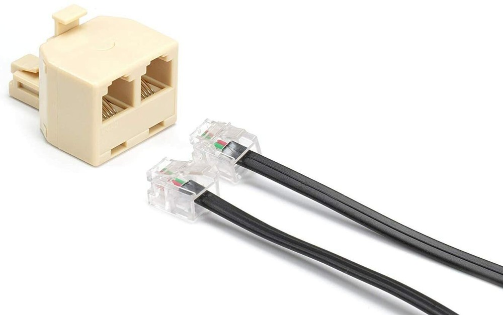 Duplex Modular Phone Wall Jack Adapter (IVORY) RJ11 - Splitter | Three Pack